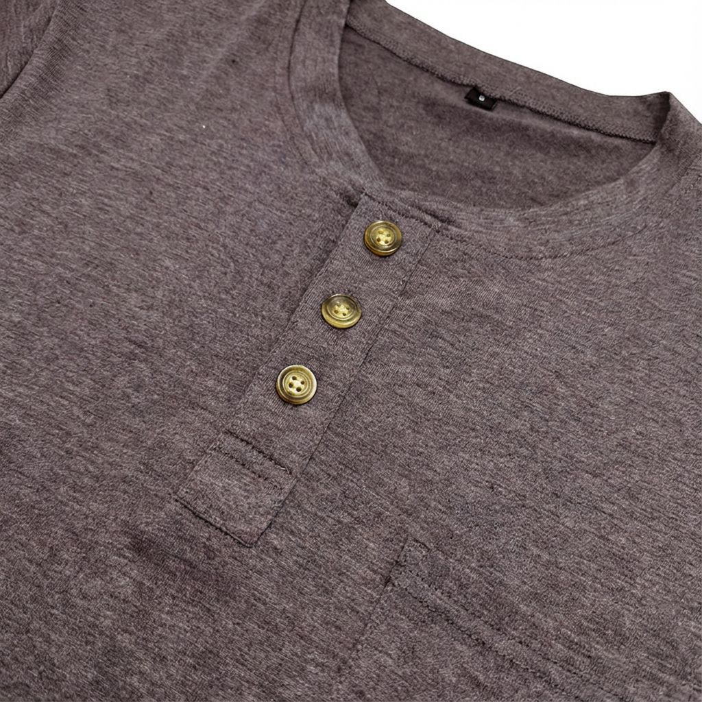 Men's Casual Henley Neck Short Sleeve T-shirt with Chest Pocket