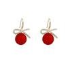Elegant Rose Gold Dangle Earrings: Red Christmas Balls for Women