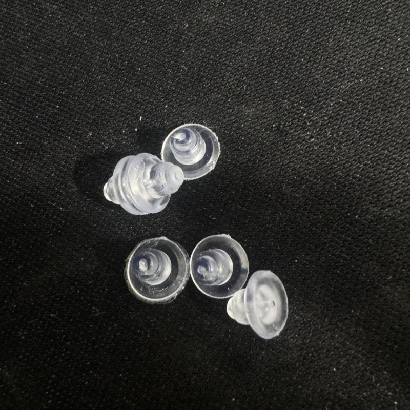 Transparent Round Silicone Ear Studs and Bullet Ear Caps for DIY Jewelry Accessories