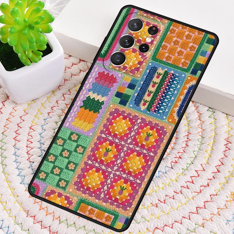 Vintage Patchwork TPU Phone Case For Samsung Galaxy note 10 pro S26 S25 S24 S23 S22 Ultra Plus S21 FE S20 Shockproof Cover