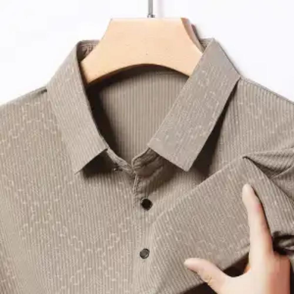 

Футболка-поло с коротким рукавом и лацканами для мужчин среднего и пожилого возраста, летняя тонкая повседневная, мужская свободная футболка-поло с рукавом до локтя, большого размера XXXL дубильная кора