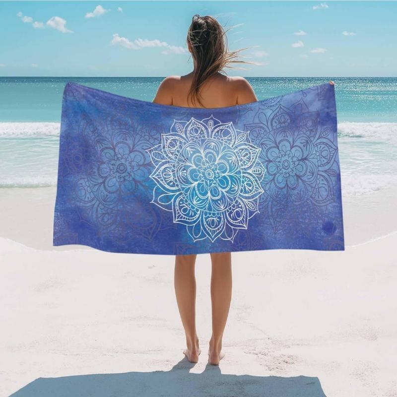 

Beach Towel Flower Bath Pool Towels Floral Pattern Soft Absorbent Beach Towels Large Quick Dry Lightweight Camping Travel Yoga W30*H60(CM)
