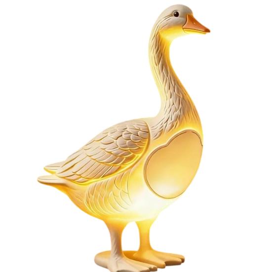Creative Goose Resin Night Light, Cute Duck Table Lamp with Warm LED Glow, Funny Animal Figurine Decor for Bedroom Bedside, Bar Shelf, Home Office