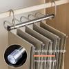 5/9Layers Stainless Steel Pants Hangers,Space Saving Clothes Rack Organizer for Jeans Scarf,Adjustable Non-slip Wardrobe Hanging
