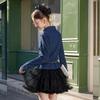Women's Asymmetrical Ruffle Denim Blouse