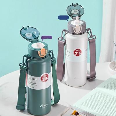 GIANXI 800ml Nerezová termoska Domácí Kuchyňské Láhve na Vodu Kuchyňské Nádobí Přenosný Hrnek se Slámkou na Kávu s Víčkem