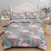 3D Flamingo Printed Bedding Set King Queen Size Cartoon Pink Animals Duvet Cover With Pillowcases 2/3pcs Polyester Quilt Cover