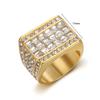 Luxury Iced Out Square CZ Ring for Men 316 Stainless Steel Hip Hop Bling Fashion Jewelry