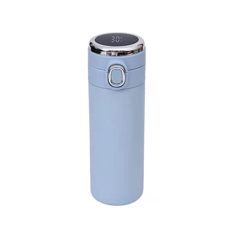 Large Capacity Smart Temperature Display Stainless Steel Thermos Mug - Flip-Top Pea Cup with Light Luxury Finish