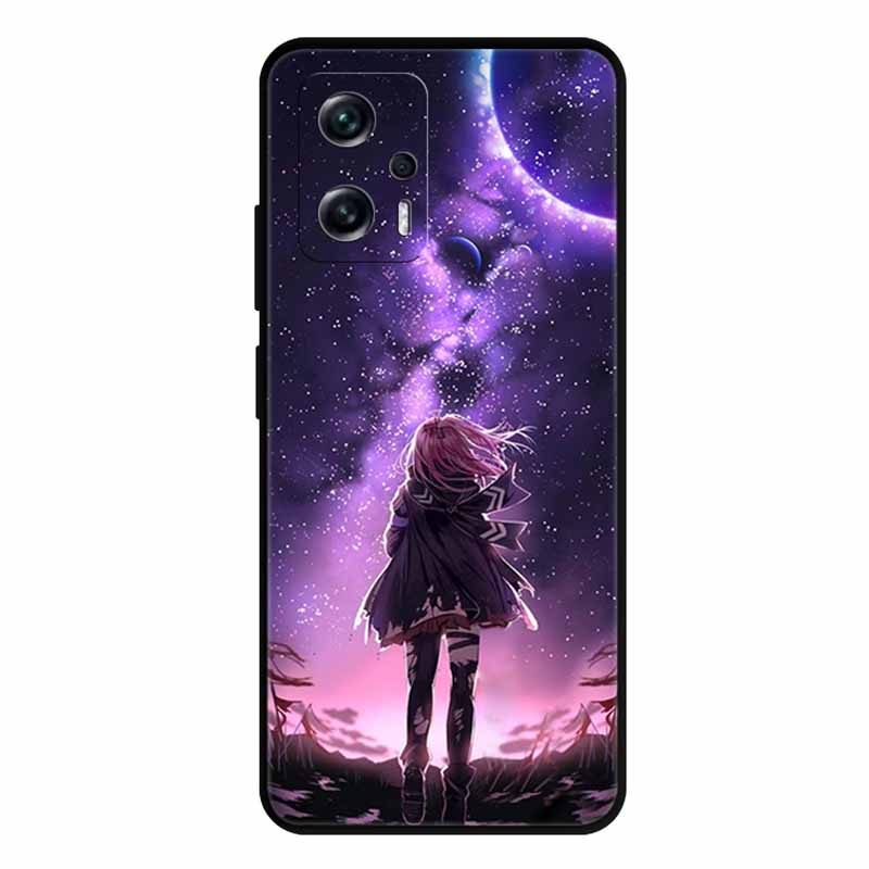 For Xiaomi Poco X4 GT Case X4GT X 4 GT Wolf TPU Silicone Soft TPU Back Cover for Poco X4 GT Para Cartoon Black Edge Fundas Coque