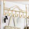 Gold Hat Coat Hooks Nail-Free Clothes Storage Rack Convenient 7-Hook Over Door Hanger Kitchen