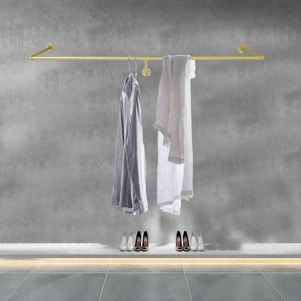 

71x11.8In Gold Clothes Rack, Wall Mounted Garment Rack Max Load 100 Lbs - Modern Simple Hanging Clothes Rack for Bedroom, Closet 1 золотой