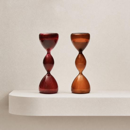 DYS 3-stufige bunte Glas-Sanduhr, Borosilikat-Ornament mit bernsteinfarbener weinroter Farbverlauf, gleichmäßiger Sandfluss, moderne minimalistische Dekoration für Zuhause