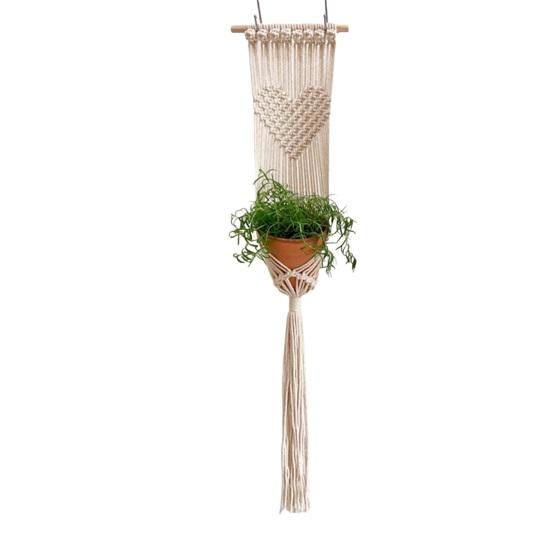 Braided Hanging Basket, Bohemian Wall Tapestry, Knotted Rope Tapestry, Plant Pot Holder Vase Basket for Living Room Nursery Decor