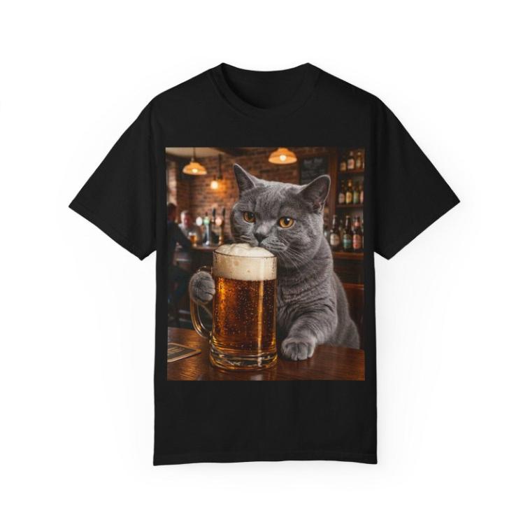 Funny Cat Drinking Beer Bar Short Sleeves TShirt Cool Aesthetic Cat Lover Funny Pub Casual Streetwear Graphic Tee Top Kawaii