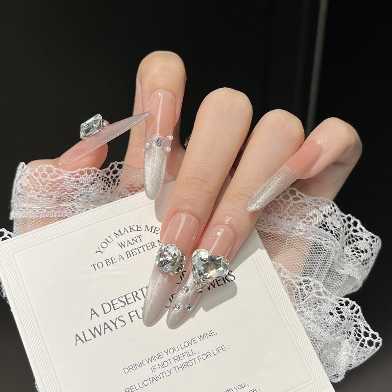 Cat's Eye Wearing Nail Pure Hand-made Nail Piece Fake Nail Wearing Nail Piece Advanced Sense Thin Dog Long