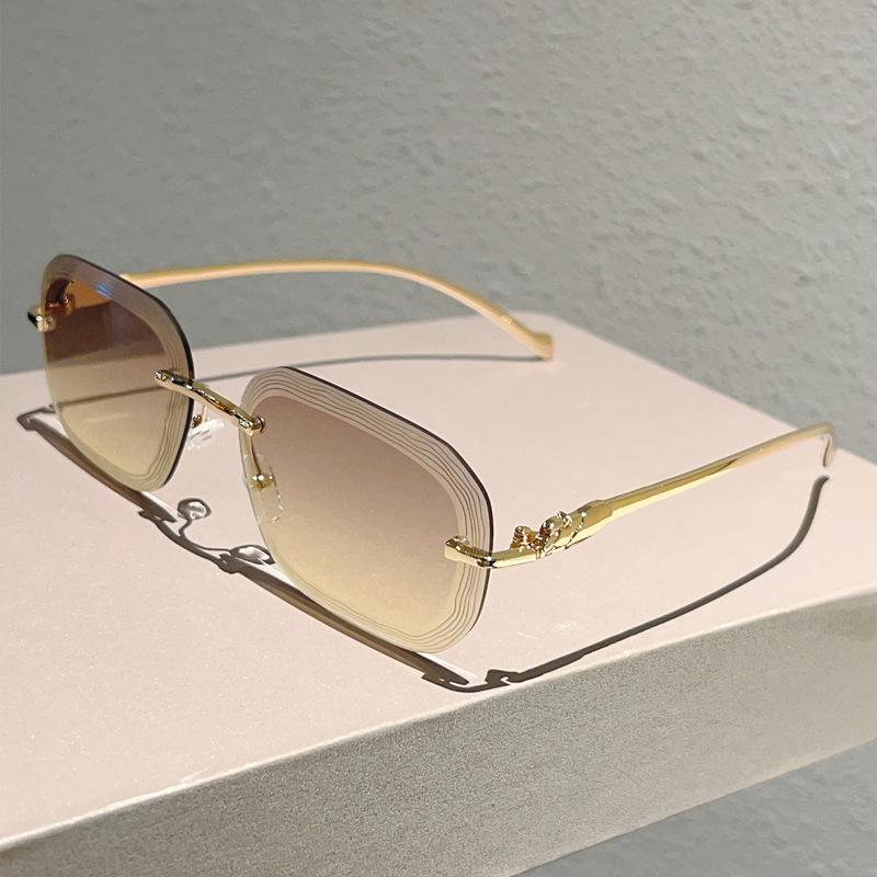 JYL TS Sunglasses UV Protection Frameless Wave Leopard Metal/3606