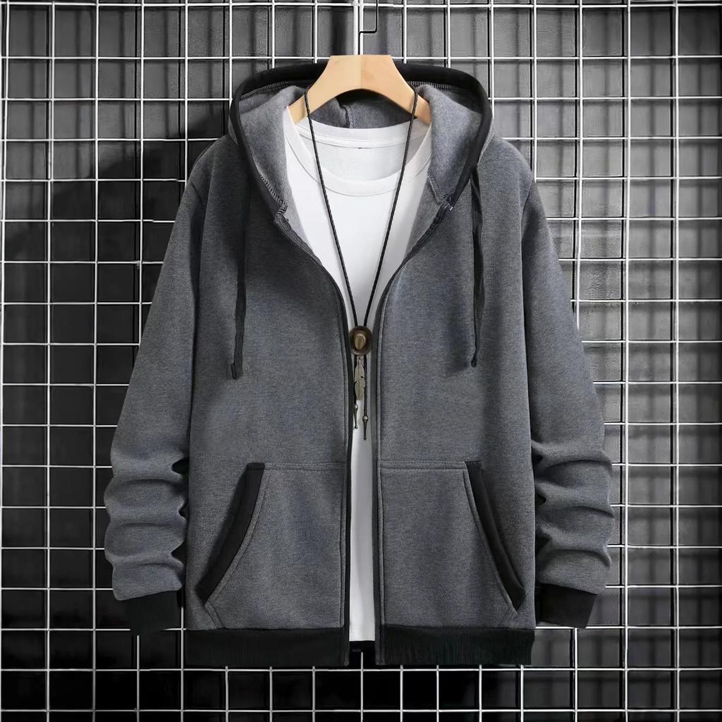 Thickened Men's Hooded Zipper Cardigan Casual Outerwear Fashionable Sweatshirt Autumn Winter Cross-Border Style