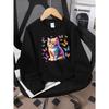 Kids Sweatshirt,Crew Neck Fashion Top, Fun"Rainbow Kitten Butterflies " Patterned Sweatshirt, for Everyday Casual Wear, for All Kinds of Daily Outfits