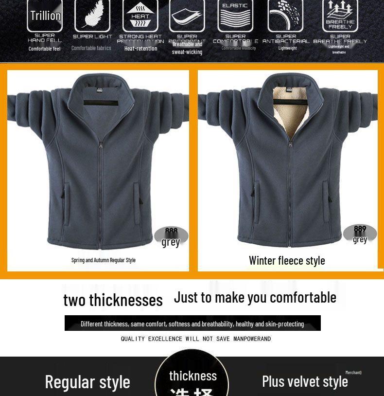 Plus Size Velvet Lined Hoodie for Men - Thick and Warm Lamb Fleece Sports Jacket for Autumn/Winter