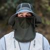 Summer Fisherman Hat, Wide Brim Adjustable Drawstring Bucket Hat, Outdoor Activity Hat with Shawl And Face Guard Design