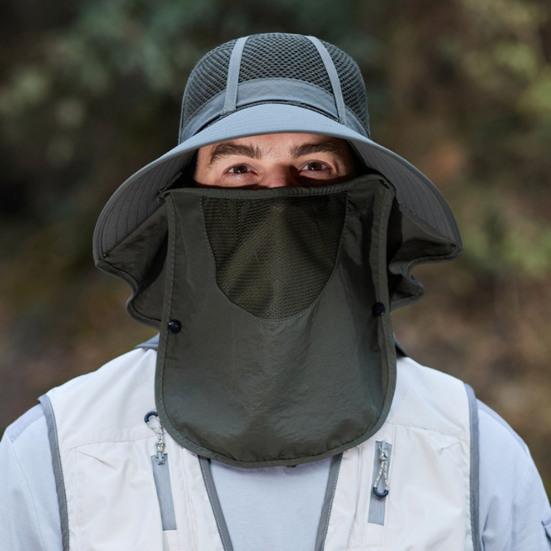 Summer Fisherman Hat, Wide Brim Adjustable Drawstring Bucket Hat, Outdoor Activity Hat with Shawl And Face Guard Design