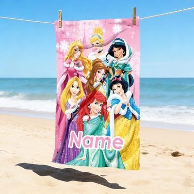 Custom Name Princess Fantasy Stylish Digital Printing Beach Towel Quick‑Drying Absorbent Blanket for Beach Pool Gym Travel