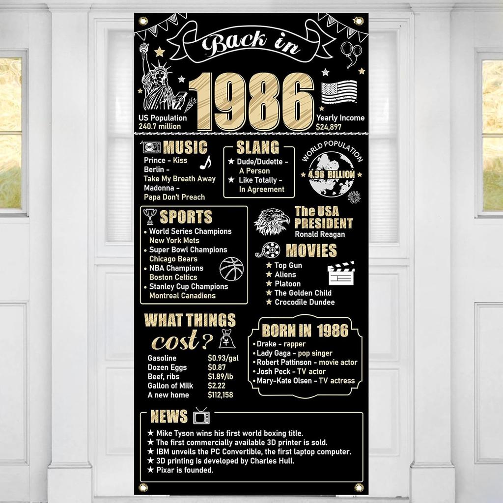 50th Birthday Decorations Back In 1976 Door Banner for Men Women, Black Gold Happy 50 Birthday Door Cover Party Supplies, Fifty Year Old Bday