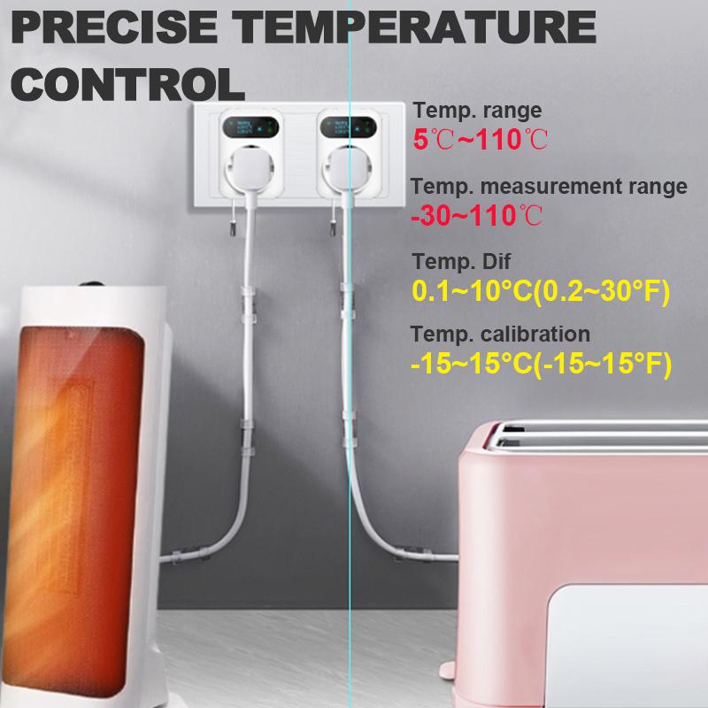 WiFi Tuya Socket Thermostat Plug 220V Digital Temperature Controller Remote Timer Switch Cooling Heating Outlet Alexa Google