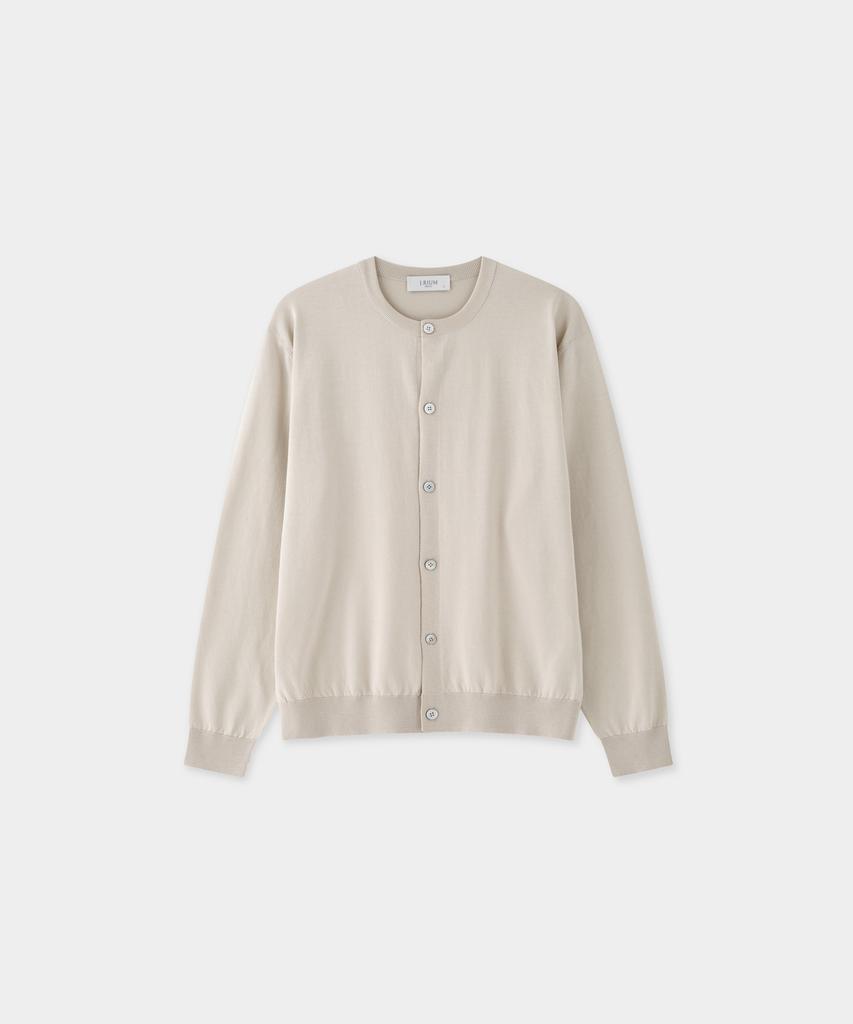 Jrium Cotton Summer Essential Round Neck Cardigan Beige