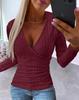 European and American new autumn pit strip button knitted pullover V-neck slim-fit long-sleeved T-shirt, women