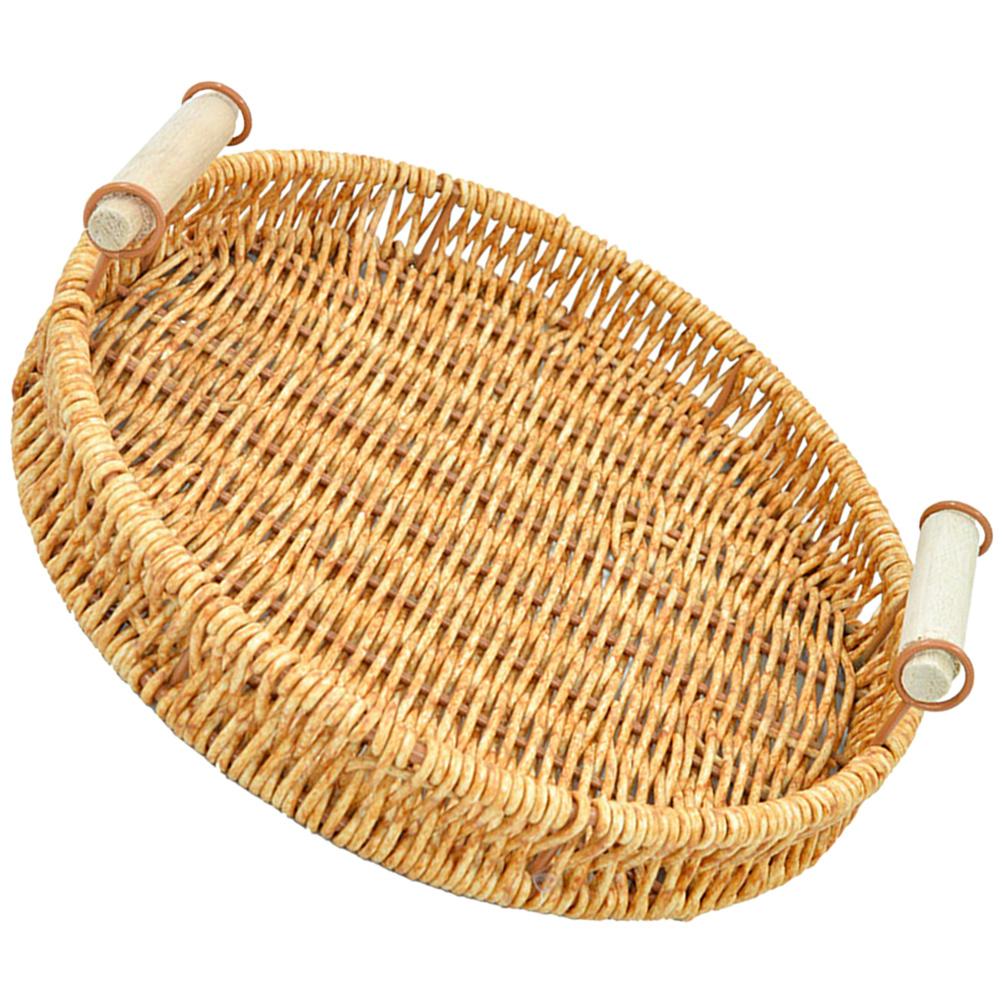 Woven Storage Basket Rustic Design for Fruits Snacks Bread Long-Lasting Home Kitchen Organizer Rattan Woven Basket