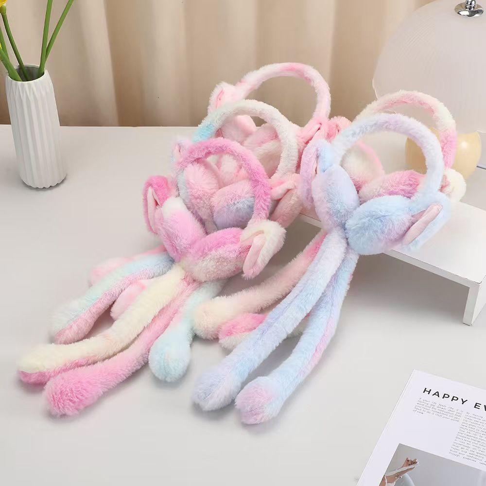 Cute Douyin Ear Rabbit Plush Earmuffs for Girls - Warm, Thickened, and Cold-Proof for Winter.
