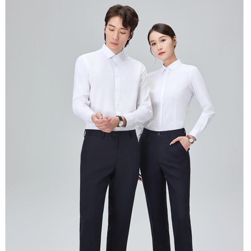 Unisex Double Yarn Cotton Non-Iron Long Sleeve Business Shirt