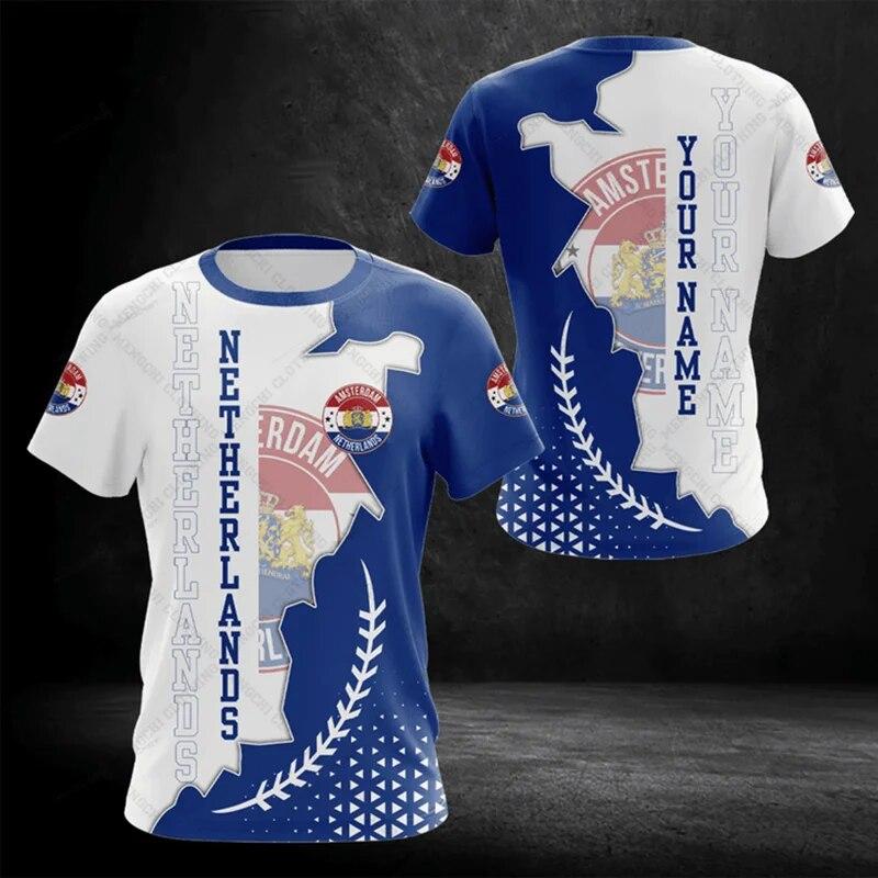 

Футболки с рисунком герба Нидерландов, летние повседневные персонализированные уличные футболки, свободные футболки унисекс, большие топы с короткими рукавами 6XL