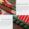 Polyester Christmas Table Runner Cartoon Pattern Snowflake Pattern Table Flag Multi-Color Tassel Santa Claus Pattern
