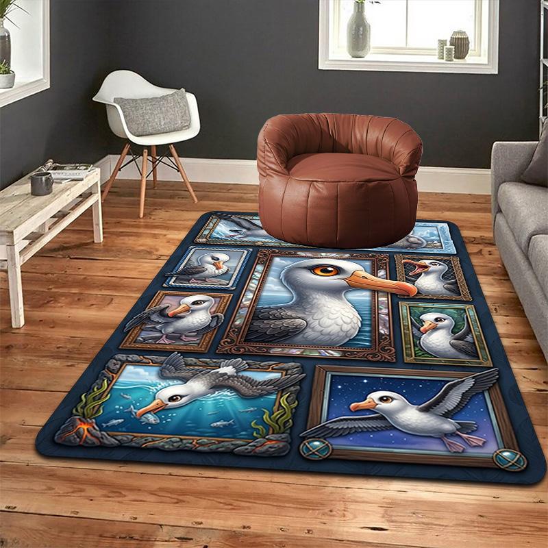 Seagull Art Collection Pattern Rug Floor Mat for Living Room or Bedroom Soft and Comfortable Carpet a Gift for Birthday and Holiday.