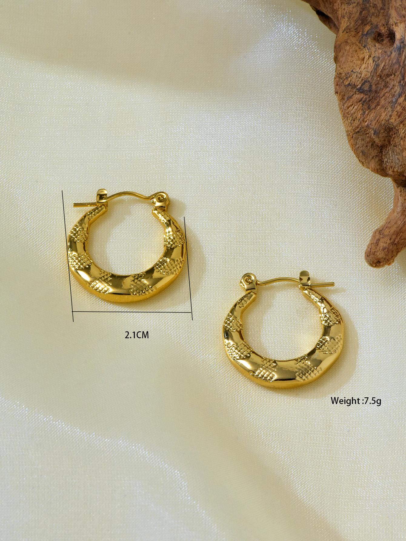 

6 Pair/Set 18k Gold Plated Stainless Steel Round Twist Earrings Light Luxury Premium Feeling No Color Loss Women s