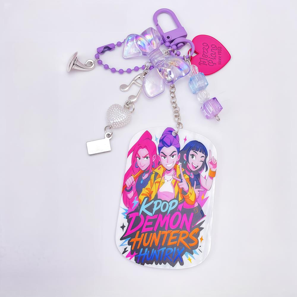 1 KPOP Hexenjäger Schlüsselanhänger, Schleife, Herz-Accessoires, Anhänger, Musiknoten, Zauberhut, niedliches Cartoon-Anime-Accessoire-Geschenk