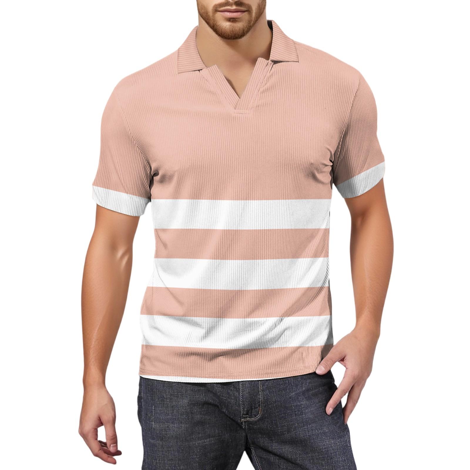 

Мужская модная футболка для гольфа с коротким рукавом и V-образным вырезом XXXL розовый