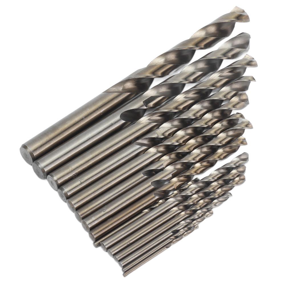 15Pcs Straight Shank Cobalt Drill Bit Set