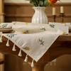 Coffee Table Decoration Perfect for Cafes Wedding Decor  Table Runner Luxury Embroidered Flower Soft Linen/Polyester Washable