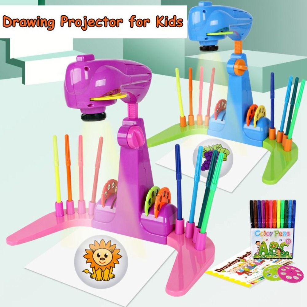 

С 4 мультяшными рисунками, проектор для рисования, стираемая доска для рисования каракулей, машина для рисования