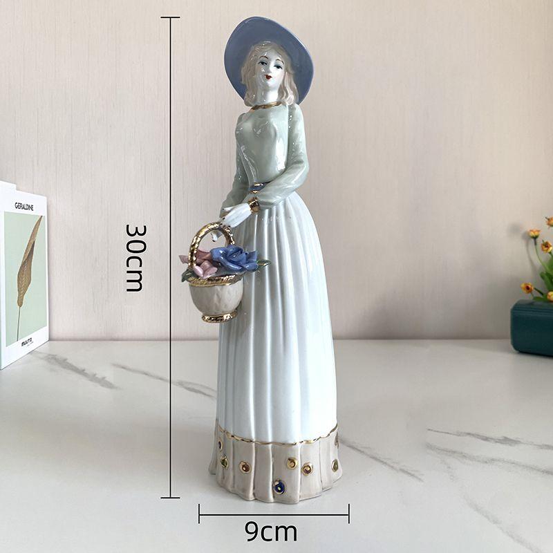 European Western Women Ceramic Statue Decoration Items Home Livingroom Furnishing Accessories Office Desktop Sculpture Ornaments