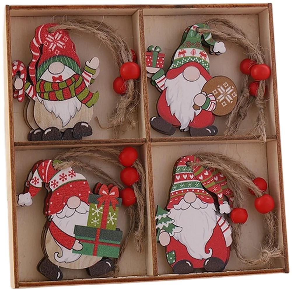 Engraved Holiday Decor Faceless Tree Pendants Christmas Celebration Intricate Engraving Natural Wood Material For Christmas Tree