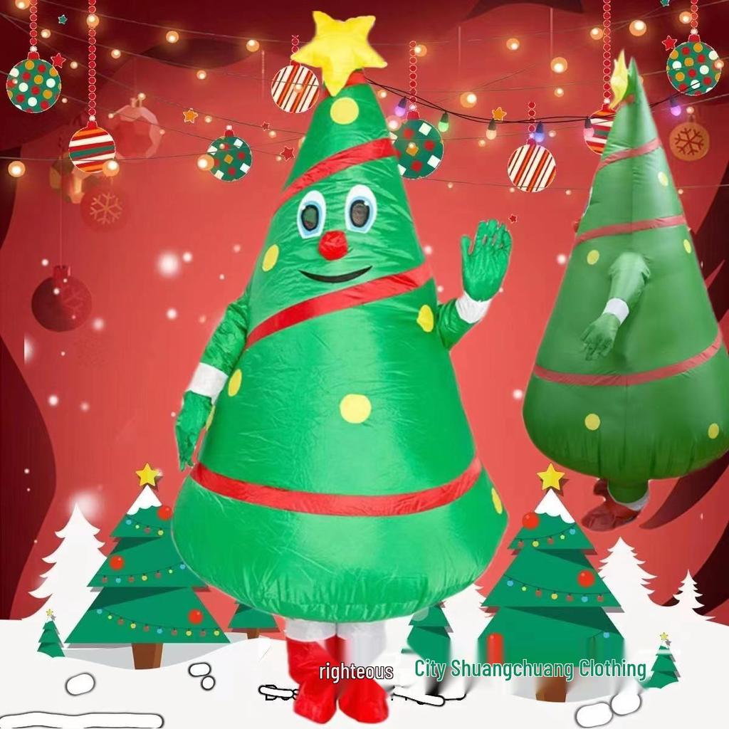 Christmas Riding Reindeer & Gingerbread Man Dinosaur Inflatable Costumes