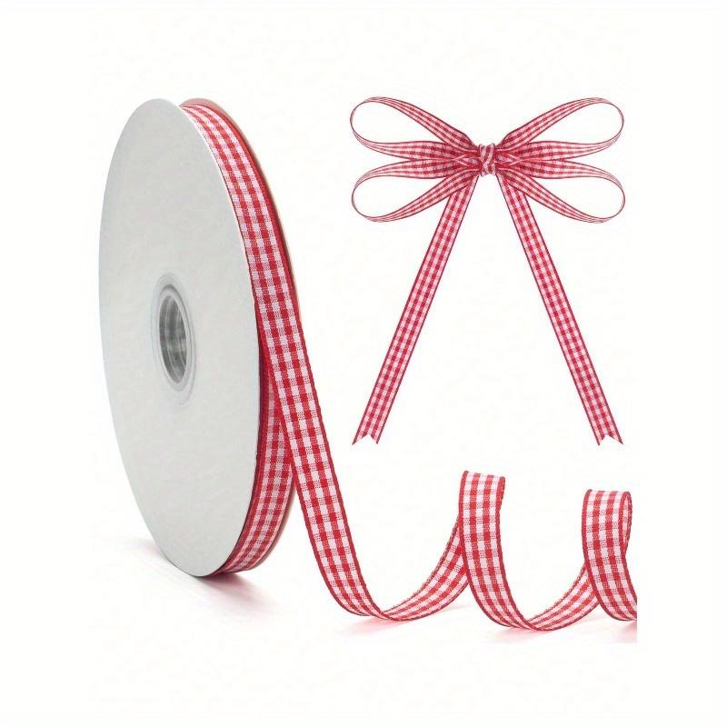 1pc/Red And White Plaid Ribbon, Valentine Bow Ribbon, Plaid Fabric Crafts Plaid Ribbon Rolls Are Used For Valentine's Day Party Decorations