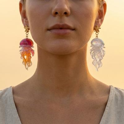 Mermaidcore Gradiënt Glitter Kwallen Statement Oorbellen voor Vrouwen Boho Gouden Kleur Zeester Oceaan Strand Vakantie Zomer Sieraden