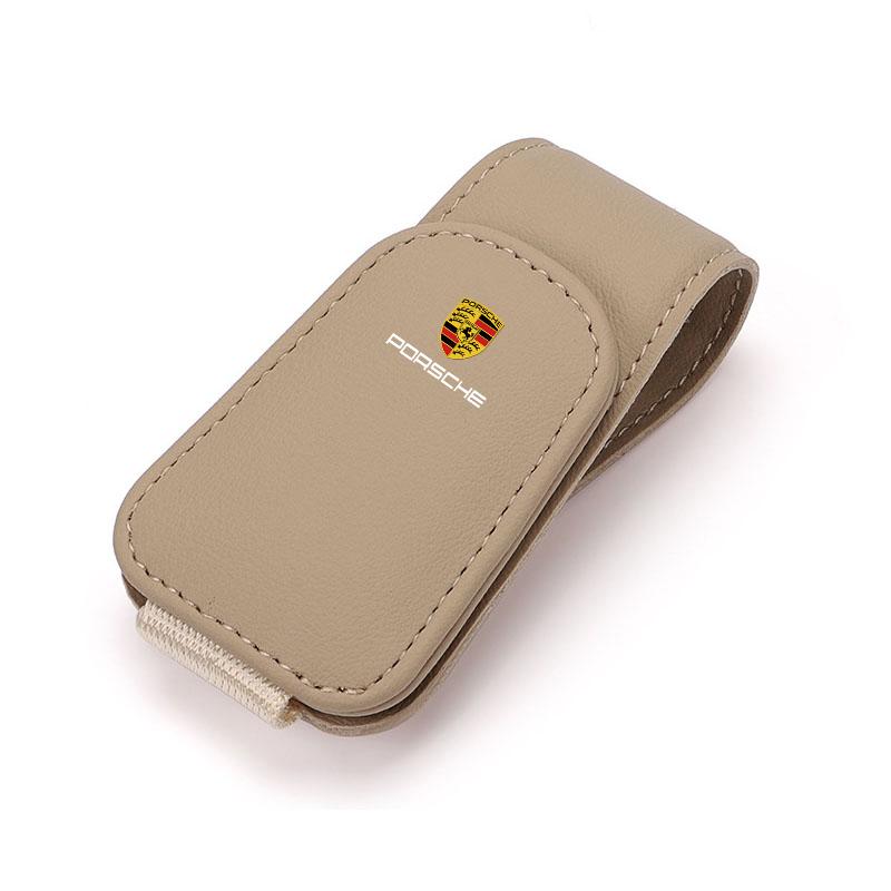 ABJJ1 Car Glasses Sun Visor Box Auto Sunglasses Clip Card Accessories For Porsche Cayenne Panamera Macan 911 718 Taycan Boxster Cayman
