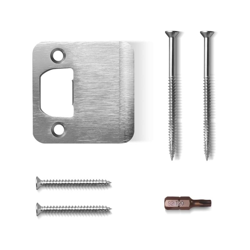 Door Lock Latches Guide Plate With Screws Stainless Steel Door Strikes Plate Latches Security Reinforcement Repair Plate серебряный